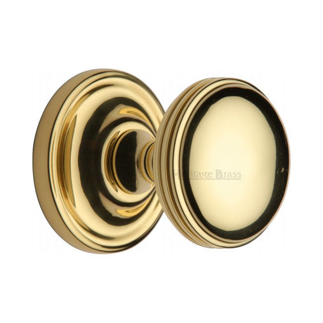 This is an image of a Heritage Brass - Mortice Knob on Rose Whitehall Design Polished Brass Finish, whi6429-pb that is available to order from T.H Wiggans Ironmongery in Kendal.