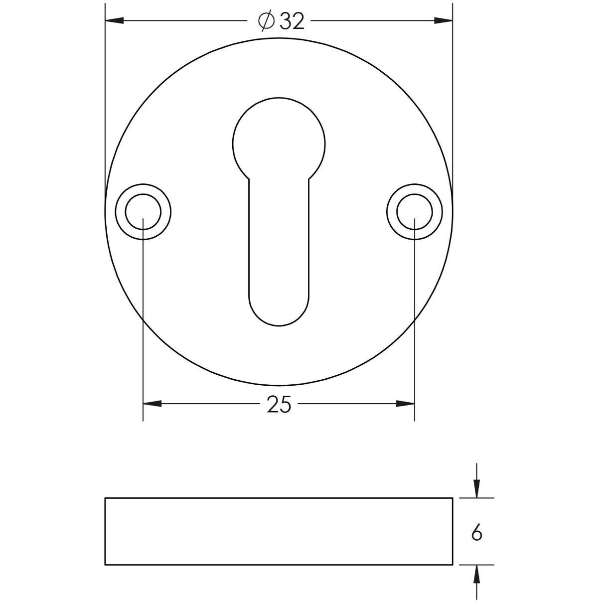 Frelan - Mortice Key Escutcheon - Satin Nickel