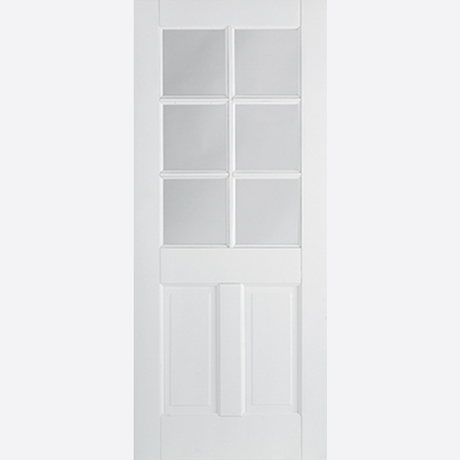 This is an image showing the LPD - Canterbury 2P 6L Primed White Doors Available to order from T.H. Wiggans Ironmongery in Kendal