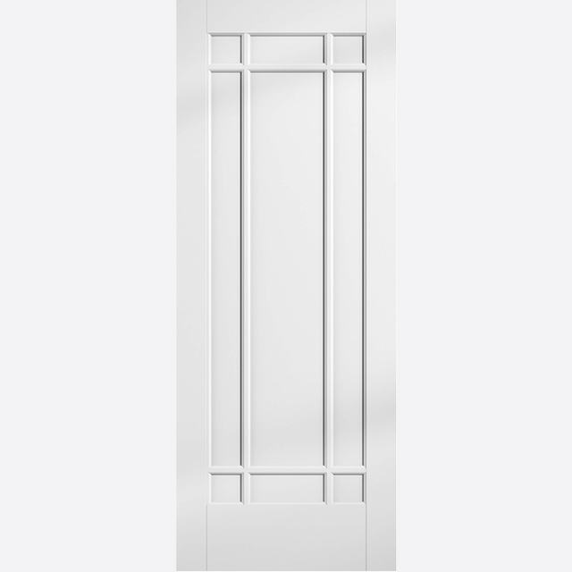 This is an image showing the LPD - Manhattan Primed White Doors Available to order from T.H. Wiggans Ironmongery in Kendal