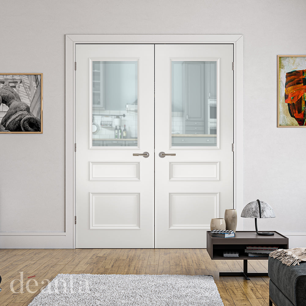 Deanta Windsor White Primed Bevelled Glaze Doors