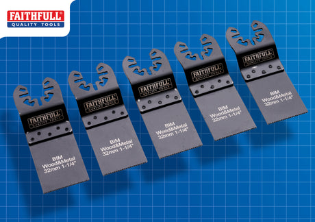 High quality image of Faithfull 5 Piece Multi-Tool Blade Set, availble from T.H. Wiggans Ironmongery in Kendal