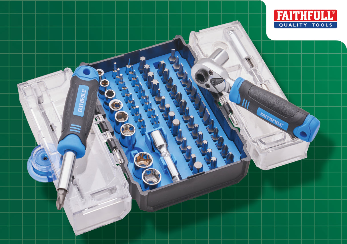 High quality image of Faithfull 78 Piece Screwdriver Bit & Socket Set, availble from T.H. Wiggans Ironmongery in Kendal