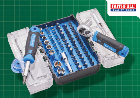 High quality image of Faithfull 78 Piece Screwdriver Bit & Socket Set, availble from T.H. Wiggans Ironmongery in Kendal