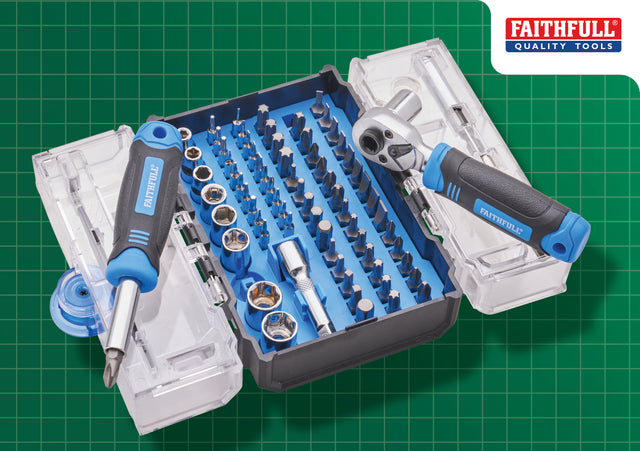 High quality image of Faithfull 78 Piece Screwdriver Bit & Socket Set, availble from T.H. Wiggans Ironmongery in Kendal