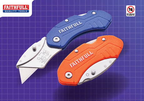 High quality image of Faithfull Folding Hi-Vis Utility Knife, availble from T.H. Wiggans Ironmongery in Kendal