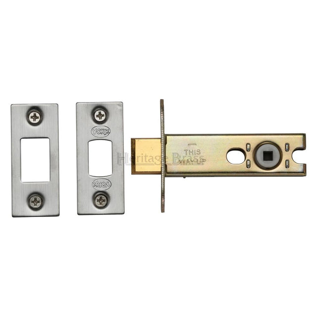 This is an image of a York - Architectural Tubular Bathroom Deadbolt 3" Satin Chrome/Nickel Finish, ykbdb3-sn-sc that is available to order from T.H Wiggans Ironmongery in Kendal.