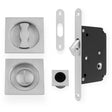 This is an image of Alexander & Wilks - Sliding Door Lock Set - Square Roses - Radius Forend & Strike-Satin Chrome AW111RSC available to order from T.H. Wiggans Ironmongery in Kendal, quick delivery and discounted prices.