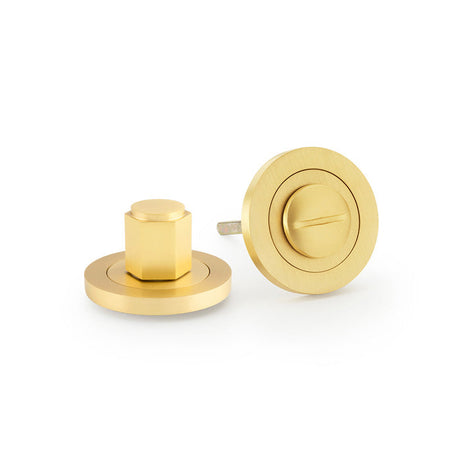 This is an image showing Alexander & Wilks - Hex Thumbturn and Release - Satin Brass aw794sb available to order from T.H. Wiggans Ironmongery in Kendal, quick delivery and discounted prices.