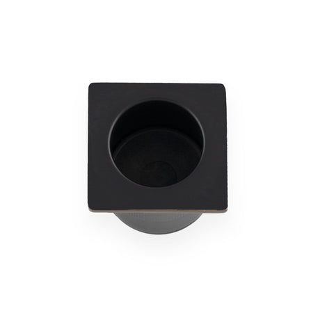 This is an image of Alexander & Wilks - Sliding Door Finger Edge Pull (Square) Black AW993BL available to order from T.H. Wiggans Ironmongery in Kendal, quick delivery and discounted prices.