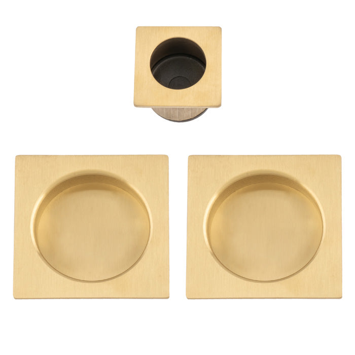 This is an image of Alexander & Wilks - Square sliding door pull kit-Satin Brass PVD AW995SBPVD available to order from T.H. Wiggans Ironmongery in Kendal, quick delivery and discounted prices.