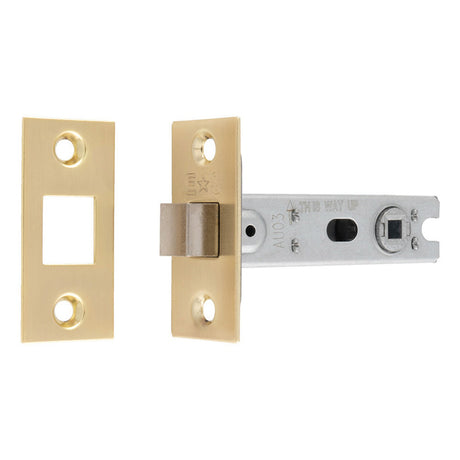 This image shows Eurospec - Bolt-Through Tubular Deadbolt - Satin Brass - 76mm - btd30sb available from T.H. Wiggans Ironmongery in Kendal.