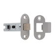 This image shows Eurospec - 64MM BOLT-THROUGH TUBULAR LATCH - 8MM FOLLOWER - RADIUS - FIXED FOREND - SSS - btl25sss-r available from T.H. Wiggans Ironmongery in Kendal.
