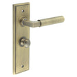 This is an image showing the Frelan - Westminster Door Handle Bathroom Backplate Antique Brass & Turn & Release available to order from T.H. Wiggans Ironmongery in Kendal