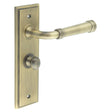 This is an image showing the Frelan - Highgate Door Handle Bathroom Backplate Antique Brass & Turn & Release available to order from T.H. Wiggans Ironmongery in Kendal