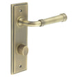 This is an image showing the Frelan - Highgate Door Handle Din Bathroom Backplate Antique Brass & Turn & Release available to order from T.H. Wiggans Ironmongery in Kendal