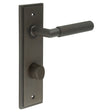 This is an image showing the Frelan - Piccadilly Door Handle Din Bathroom Backplate Dark Bronze & Turn & Release available to order from T.H. Wiggans Ironmongery in Kendal