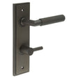 This is an image showing the Frelan - Piccadilly Door Handle Din Bathroom Backplate Dark Bronze & Turn & Release available to order from T.H. Wiggans Ironmongery in Kendal