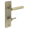 This is an image showing the Frelan - Richmond Door Handle Din Bathroom Backplate Antique Brass & Turn & Release available to order from T.H. Wiggans Ironmongery in Kendal