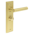 This is an image showing the Frelan - Richmond Door Handle Bathroom Backplate Satin Brass & Turn & Release available to order from T.H. Wiggans Ironmongery in Kendal