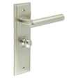 This is an image showing the Frelan - Richmond Door Handle Bathroom Backplate Satin Nickel & Turn & Release available to order from T.H. Wiggans Ironmongery in Kendal