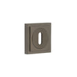 This is an image showing the Frelan - Burlington Standard Keyway Escutcheons Square Stepped Rose Dark Bronze available to order from T.H. Wiggans Ironmongery in Kendal