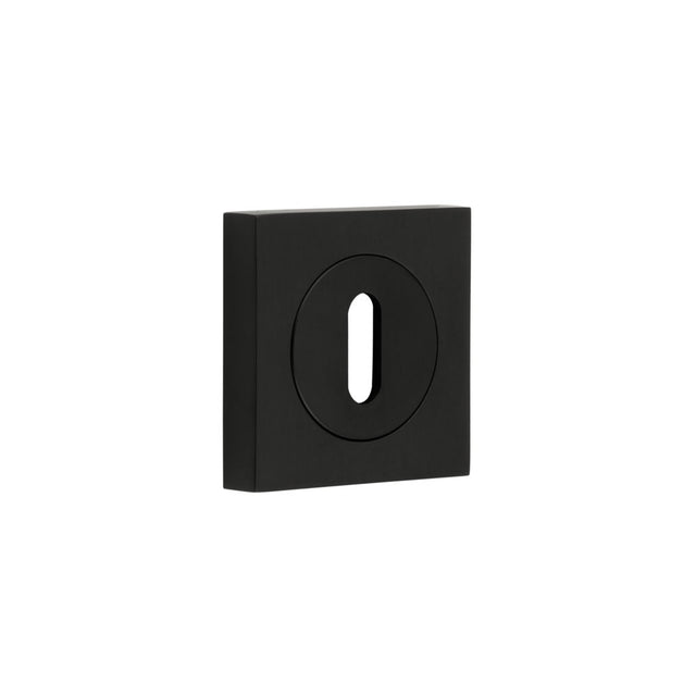 This is an image showing the Frelan - Burlington Standard Keyway Escutcheons Square Plain Black available to order from T.H. Wiggans Ironmongery in Kendal