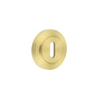 This is an image showing the Frelan - Burlington Standard Keyway Escutcheons Plain Rose Satin Brass available to order from T.H. Wiggans Ironmongery in Kendal
