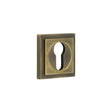 This is an image showing the Frelan - Burlington Euro Profile Escutcheons Square Stepped Rose Antique Brass available to order from T.H. Wiggans Ironmongery in Kendal