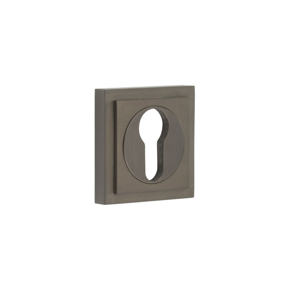 This is an image showing the Frelan - Burlington Euro Profile Escutcheons Square Stepped Rose Dark Bronze available to order from T.H. Wiggans Ironmongery in Kendal