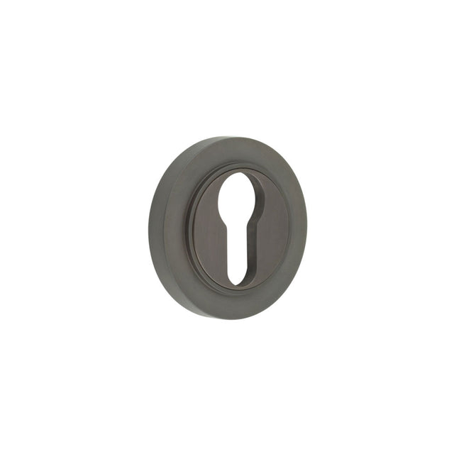 This is an image showing the Frelan - Burlington Euro Profile Escutcheons Plain Rose Dark Bronze available to order from T.H. Wiggans Ironmongery in Kendal