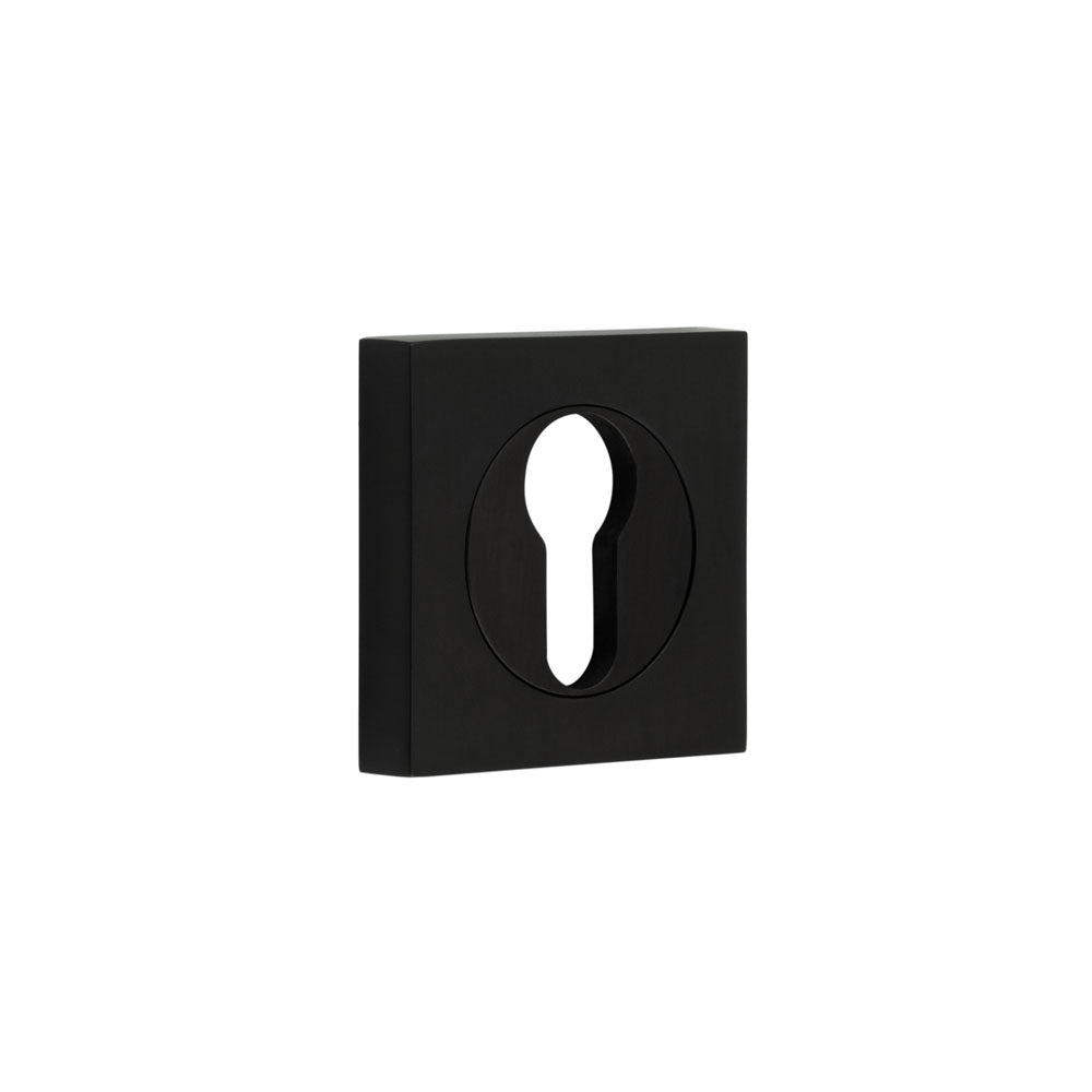 This is an image showing the Frelan - Burlington Euro Profile Escutcheons Square Plain Rose Black available to order from T.H. Wiggans Ironmongery in Kendal