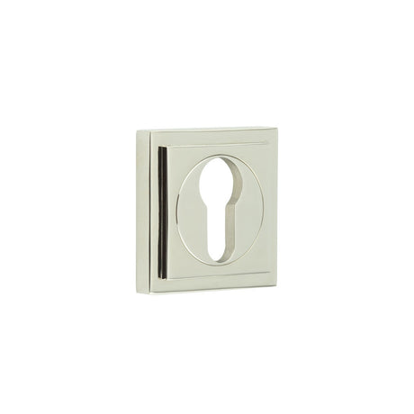 This is an image showing the Frelan - Burlington Euro Profile Escutcheons Square Stepped Rose Polished Nickel available to order from T.H. Wiggans Ironmongery in Kendal