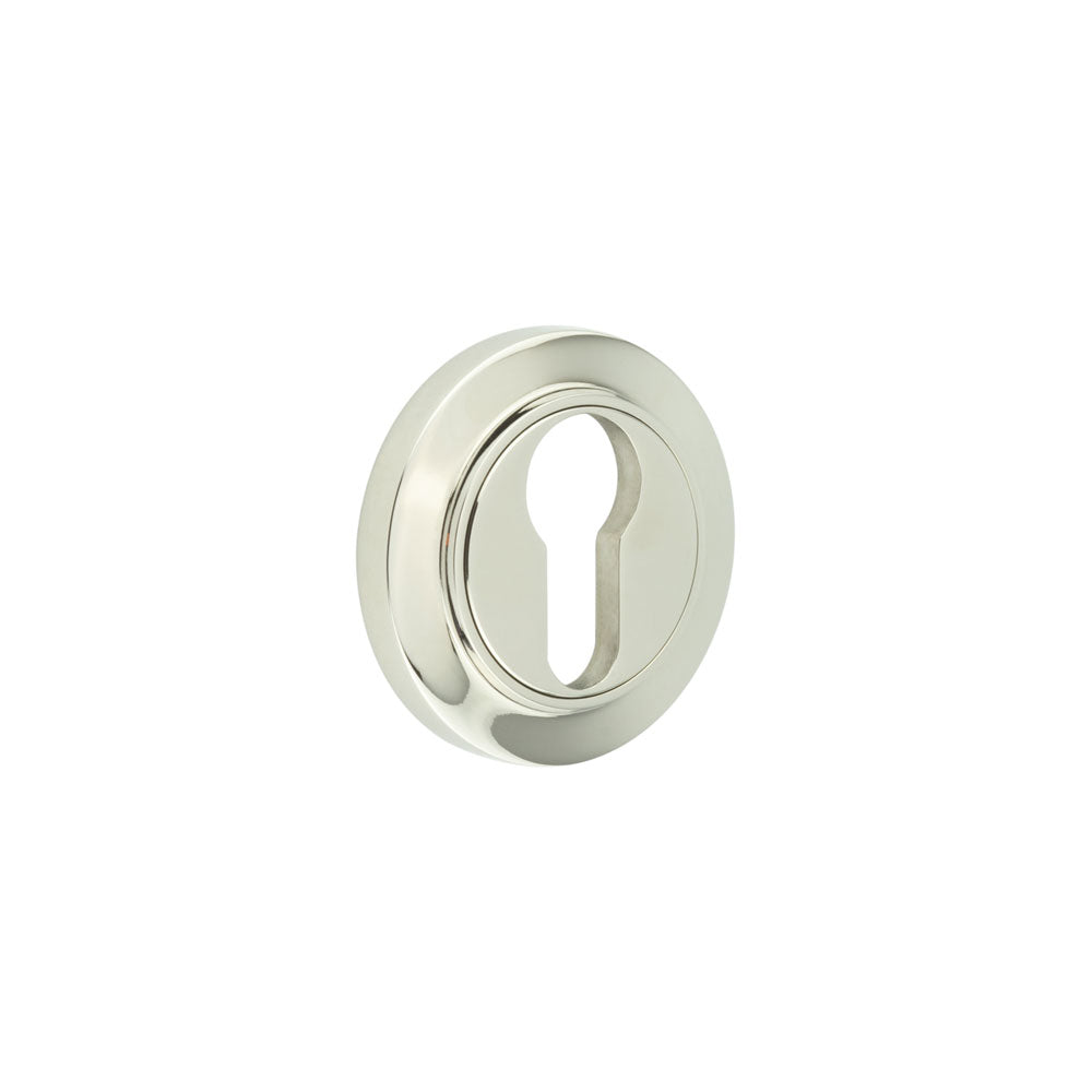 This is an image showing the Frelan - Burlington Euro Profile Escutcheons Chamfered Rose Polished Nickel available to order from T.H. Wiggans Ironmongery in Kendal