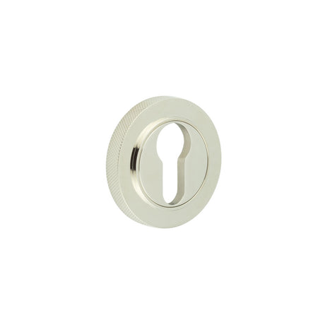 This is an image showing the Frelan - Burlington Euro Profile Escutcheons Knurled Rose Polished Nickel available to order from T.H. Wiggans Ironmongery in Kendal