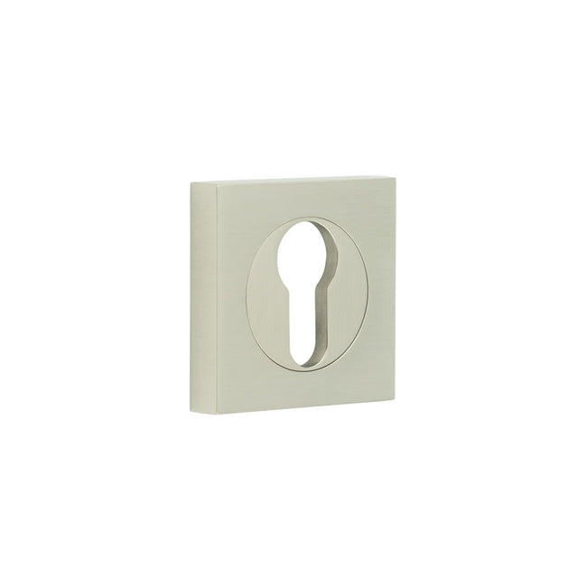 This is an image showing the Frelan - Burlington Euro Profile Escutcheons Square Plain Rose Satin Nickel available to order from T.H. Wiggans Ironmongery in Kendal