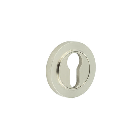 This is an image showing the Frelan - Burlington Euro Profile Escutcheons Plain Rose Satin Nickel available to order from T.H. Wiggans Ironmongery in Kendal