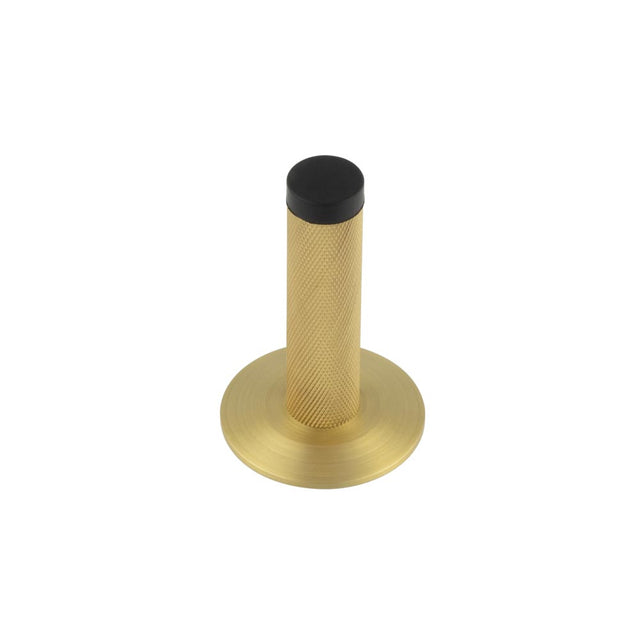 This is an image showing the Frelan - Burlington Knurled Wall Mounted Door Stop Chamfered Rose Satin Brass available to order from T.H. Wiggans Ironmongery in Kendal