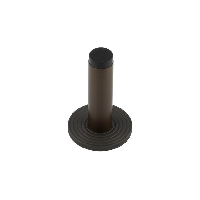 This is an image showing the Frelan - Burlington Plain Wall Mounted Door Stops Reeded Rose Dark Bronze available to order from T.H. Wiggans Ironmongery in Kendal