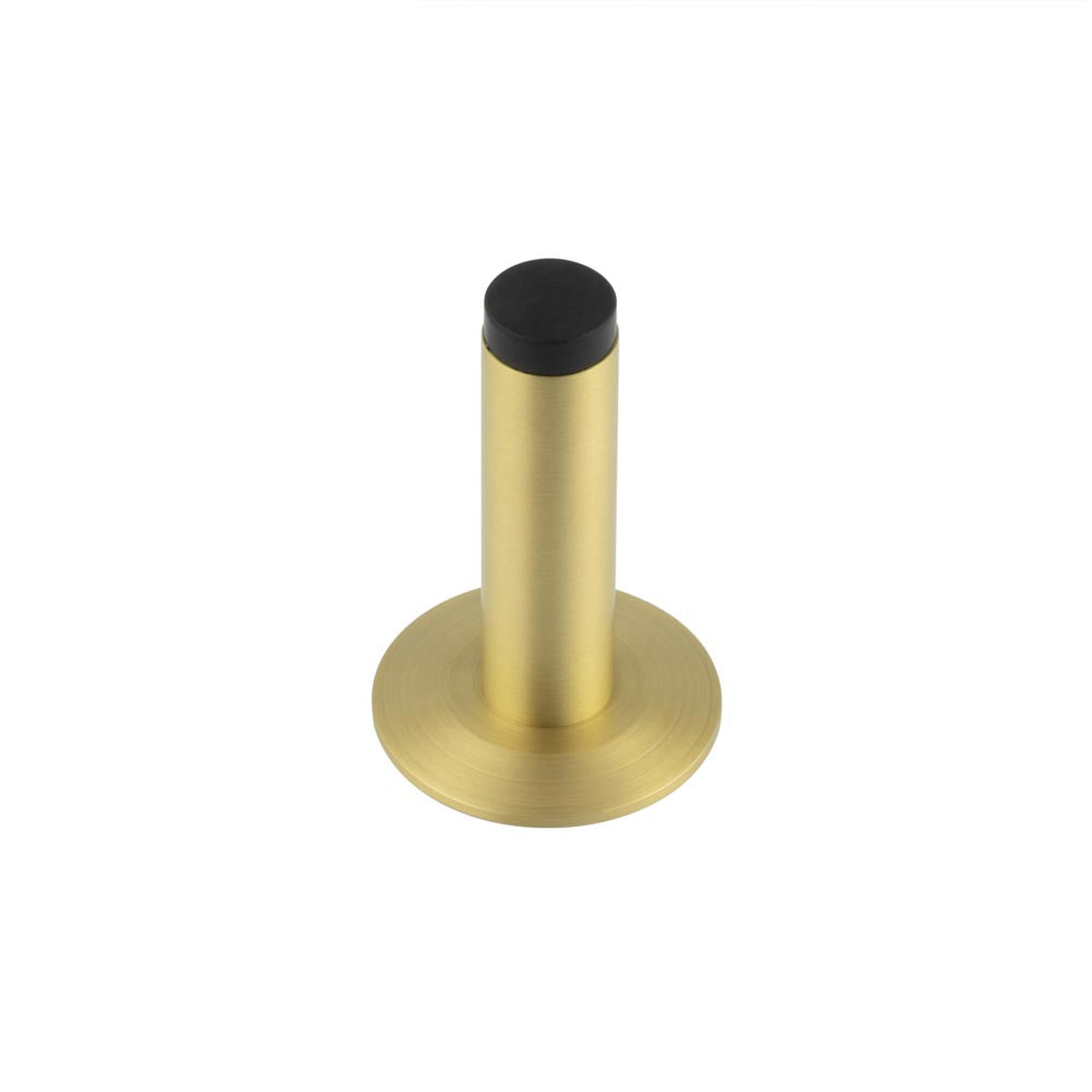 This is an image showing the Frelan - Burlington Plain Wall Mounted Door Stops Chamfered Rose Satin Brass available to order from T.H. Wiggans Ironmongery in Kendal