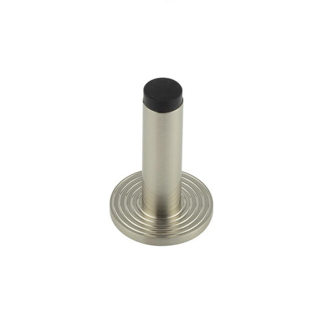 This is an image showing the Frelan - Burlington Plain Wall Mounted Door Stops Reeded Rose Satin Nickel available to order from T.H. Wiggans Ironmongery in Kendal