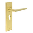 This is an image showing the Frelan - Burlington Mayfair Euro Profile Door Handles Satin Brass available to order from T.H. Wiggans Ironmongery in Kendal