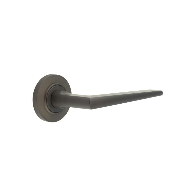 This is an image showing the Frelan - Mayfair Door Handle on Chamfered Rose Dark Bronze available to order from T.H. Wiggans Ironmongery in Kendal