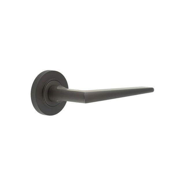 This is an image showing the Frelan - Mayfair Door Handle on Knurled Rose Dark Bronze available to order from T.H. Wiggans Ironmongery in Kendal