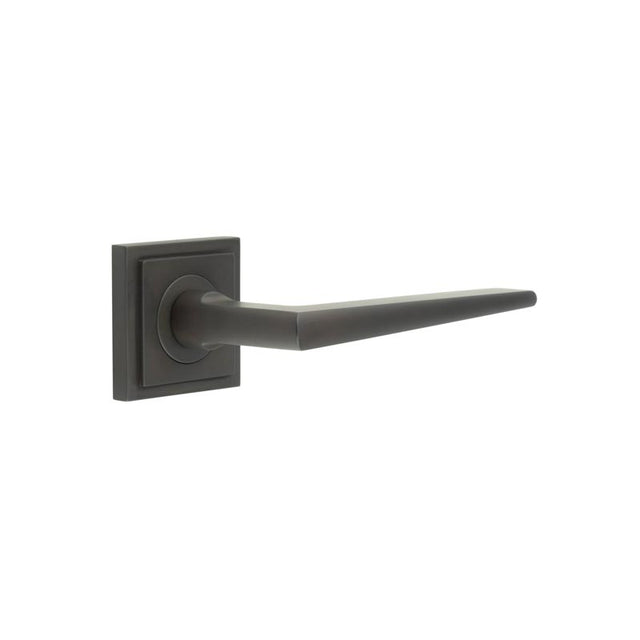 This is an image showing the Frelan - Mayfair Door Handle on Square Stepped Rose Dark Bronze available to order from T.H. Wiggans Ironmongery in Kendal