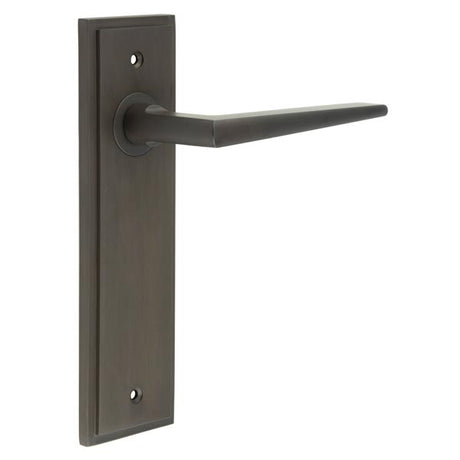 This is an image showing the Frelan - Mayfair Door Handle Latch Backplate Dark Bronze available to order from T.H. Wiggans Ironmongery in Kendal