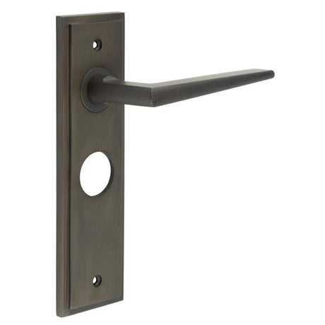 This is an image showing the Frelan - Mayfair Door Handle Bathroom Backplate Dark Bronze available to order from T.H. Wiggans Ironmongery in Kendal