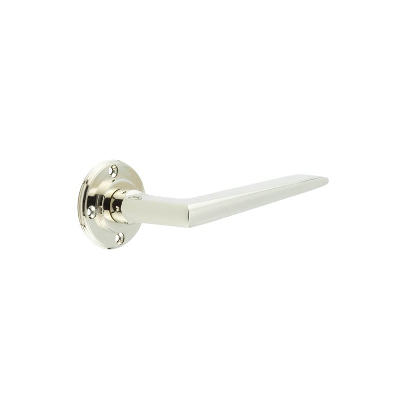 This is an image showing the Burlington - Mayfair lever on rose - Polished Nickel available to order from T.H. Wiggans Ironmongery in Kendal