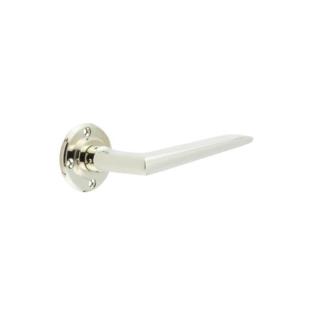 This is an image showing the Burlington - Mayfair lever on rose - Polished Nickel available to order from T.H. Wiggans Ironmongery in Kendal