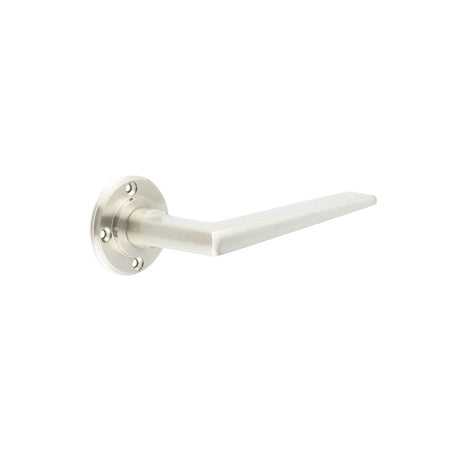 This is an image showing the Burlington - Mayfair lever on rose - Satin Nickel available to order from T.H. Wiggans Ironmongery in Kendal